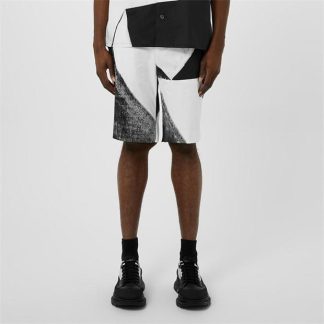 ALEXANDER MCQUEEN Abstract Print Shorts Men Blk/Wht 1080  for sale