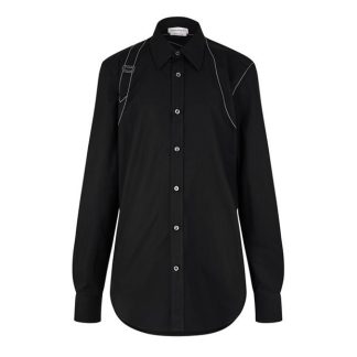 ALEXANDER MCQUEEN Alex Cntrst Stch Sht Sn44 Men Black  for sale