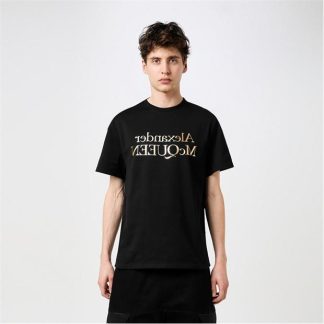 ALEXANDER MCQUEEN Alex Foil Logo Tee Sn42 Men Black/Gold  for sale