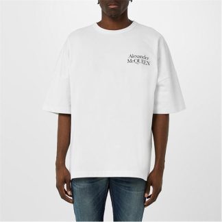 ALEXANDER MCQUEEN Alex OS Logo Tee Sn34 Men Wht/Blk 0900  for sale