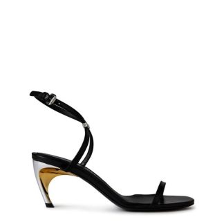 ALEXANDER MCQUEEN Alex Sandal Fabri Ld42 Women Blk/Slvr/Gld  for sale