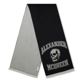 ALEXANDER MCQUEEN Alex VARSITY SKULL Sn41 Unisex Black/Ivory  for sale