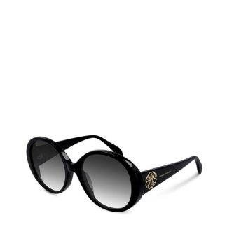 ALEXANDER MCQUEEN Alexander Mcqueen Sunglasses Am0285s Women Oval Sunglasses BLACK for sale