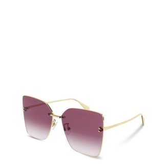 ALEXANDER MCQUEEN Alexander Mcqueen Sunglasses Am0342s Women Hexagon Sunglasses GOLD for sale