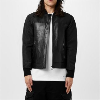 ALEXANDER MCQUEEN Alexendar Mcqueen Leather And Fabric Jacket Men Black  for sale