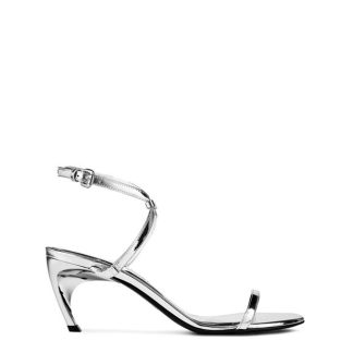 ALEXANDER MCQUEEN Armadillo Metal-Bar Sandals Women Silver/Silver  for sale