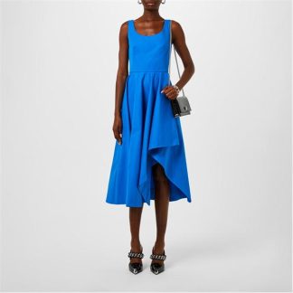 ALEXANDER MCQUEEN Asymmetric Draped Midi Dress Womens Women Galactic 4155  for sale