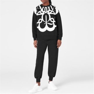 ALEXANDER MCQUEEN Back Logo Jogging Pants Women Blk/Wht 0520  for sale