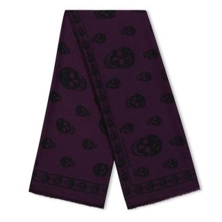 ALEXANDER MCQUEEN Biker Skull Print Scarf Women Scarves Nightshade for sale