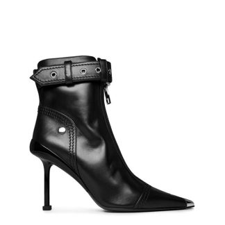 ALEXANDER MCQUEEN Biker Slash Ankle Boots Women Black/Silver  for sale