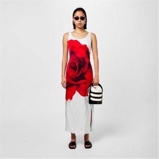 ALEXANDER MCQUEEN Bleeding Rose Pencil Dress Women White  for sale