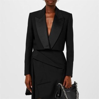 ALEXANDER MCQUEEN Boxy Cropped Jacket Women Black 1000  for sale