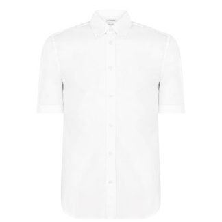 ALEXANDER MCQUEEN Brad Pitt Shirt Men Patterned Shirt - Short Sleeve White for sale