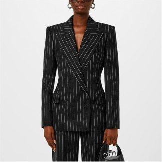 ALEXANDER MCQUEEN Broken Pin Stripe Jacket Women Black/Ivory  for sale