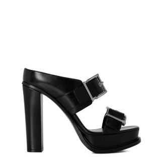 ALEXANDER MCQUEEN Buckle Platform Sandals Women Black 1081  for sale