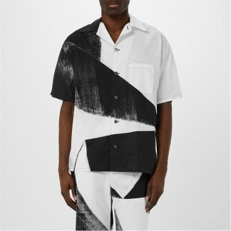 ALEXANDER MCQUEEN Button Down Abstract Shirt Men Blk/Wht 1080  for sale