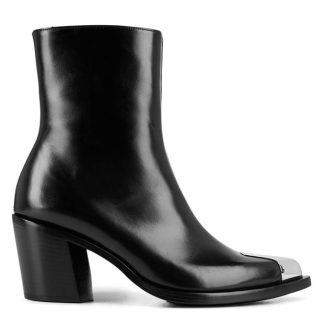 ALEXANDER MCQUEEN Cuban Ankle Boots Women Blk/Slvr 1081  for sale