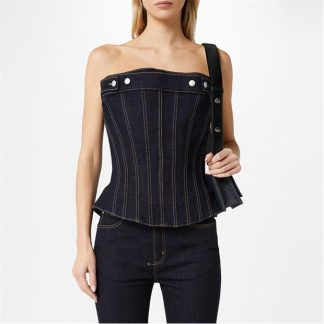 ALEXANDER MCQUEEN Dark Wash Denim Bustier Top Women Cold Wash  for sale