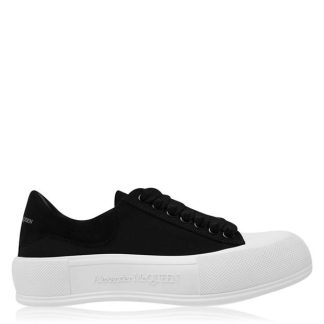 ALEXANDER MCQUEEN Deck Lace Up Plimsoll Trainers Women Chunky Trainers Black / White for sale