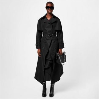 ALEXANDER MCQUEEN Double-Breasted Asymmetric Wool-Felt Coat Women Black  for sale