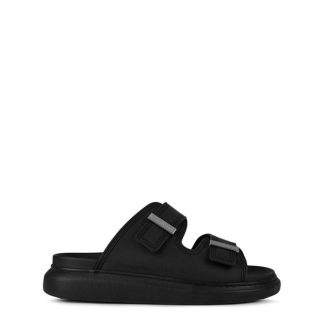 ALEXANDER MCQUEEN Double Strap Sandal Men Blk/Silv 1081  for sale