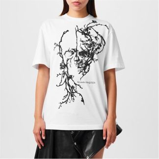 ALEXANDER MCQUEEN Floral Cotton Jersey T-Shirt Women White  for sale