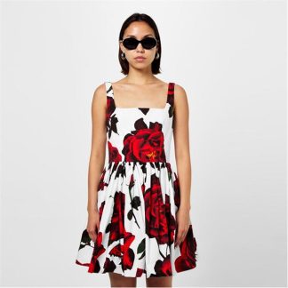 ALEXANDER MCQUEEN Floral Print Flared Mini Dress Women White  for sale