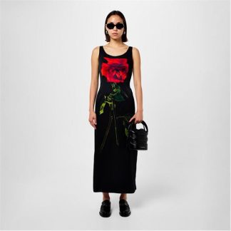 ALEXANDER MCQUEEN Floral Silk Satin Gown Women Black  for sale