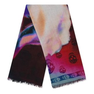 ALEXANDER MCQUEEN Flower Scarf Unisex Bordeaxu 6178  for sale