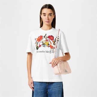 ALEXANDER MCQUEEN Flower Seal T-Shirt Women White  for sale