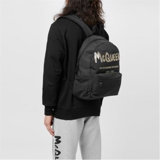 ALEXANDER MCQUEEN Graffiti Back Pack Unisex Blk/Offwht 1073  for sale