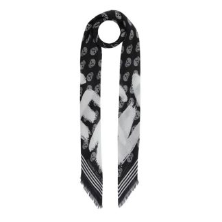 ALEXANDER MCQUEEN Graffiti Biker Foulard Women Blck/Ivory 1078  for sale