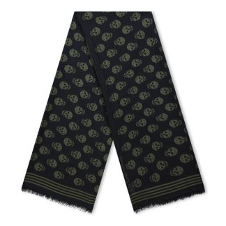 ALEXANDER MCQUEEN Graffiti Biker Scarf Unisex Khaki/Black  for sale