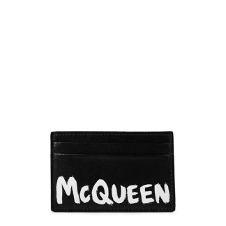 ALEXANDER MCQUEEN Graffiti Card Holder Unisex Black/White1070  for sale