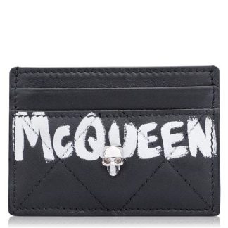 ALEXANDER MCQUEEN Graffiti Card Holder Women Blk/Wht 1095  for sale