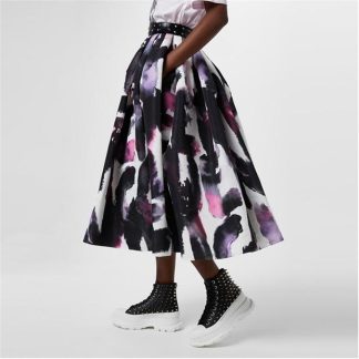 ALEXANDER MCQUEEN Graffiti Gathered Midi Skirt Women Multi 9903  for sale