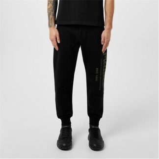 ALEXANDER MCQUEEN Graffiti Joggers Men Closed Hem Fleece Jogging Bottoms Black/Khaki for sale