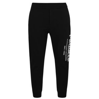 ALEXANDER MCQUEEN Graffiti Joggers Men Closed Hem Fleece Jogging Bottoms Black/Wht 0901 for sale