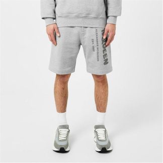 ALEXANDER MCQUEEN Graffiti Logo Shorts Men Pale Grey 0922  for sale