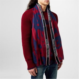 ALEXANDER MCQUEEN Graffiti Scarf Unisex Bordeaux 6168  for sale