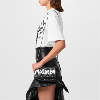 ALEXANDER MCQUEEN Graffiti Skull Bag Women Blk/Wht 1080  for sale