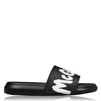 ALEXANDER MCQUEEN Graffiti Sliders Men Blk/Wht 1070  for sale