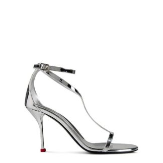 ALEXANDER MCQUEEN Harness Sandal Stiletto Heels Women Silver/Red  for sale