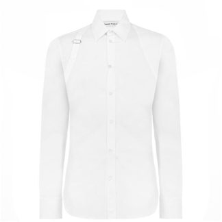 ALEXANDER MCQUEEN Harness Shirt Men Plain Shirt - Long Sleeve White for sale