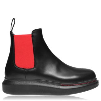 ALEXANDER MCQUEEN Hybrid Boots Women Chelsea Boots Blk/Red 1066 for sale