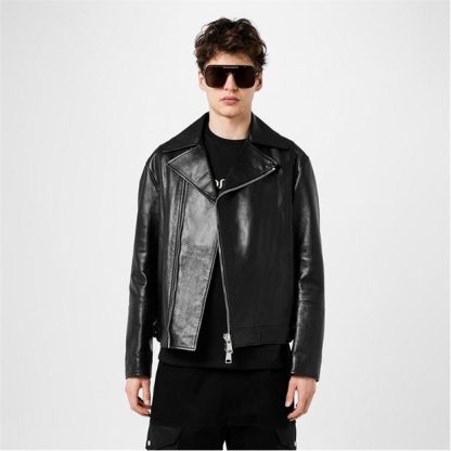 ALEXANDER MCQUEEN Leather Biker Jacket Men Black  for sale