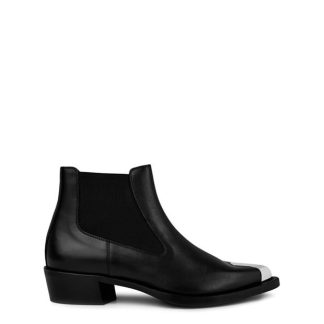 ALEXANDER MCQUEEN Leather Boots Men Black/Silver  for sale