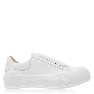 ALEXANDER MCQUEEN Leather Plimsole Sneakers Women White / White  for sale