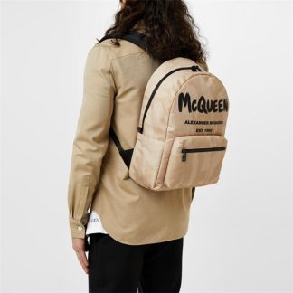 ALEXANDER MCQUEEN Logo Backpack Unisex Beige/Black  for sale