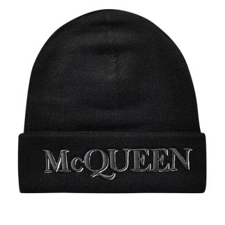 ALEXANDER MCQUEEN Logo Beanie Unisex Black/Wht 1078  for sale